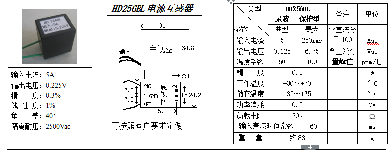 HD256BL參數(shù)